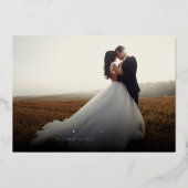 Hand-Lettered Wedding Day Foto Hartelijk dank Folie Uitnodiging (Voorkant)