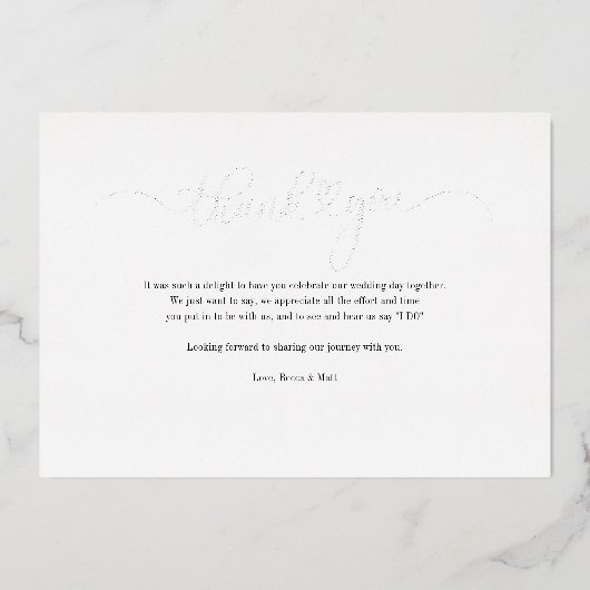 Hand-Lettered Wedding Day Foto Hartelijk dank Folie Uitnodiging (Achterkant)