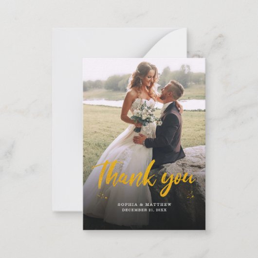 Hand-Lettered Wedding Day Foto Hartelijk dank Notitiekaartje (Voorkant)