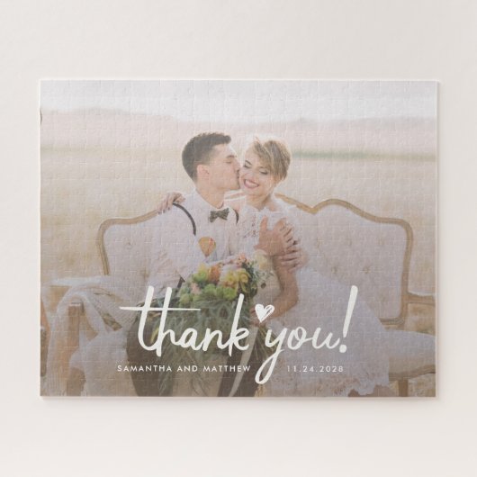 Hand-Lettered Wedding Foto Hartelijk dank Bridemai Legpuzzel (Horizontaal)