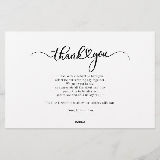 Hand-Lettered Wedding Foto Hartelijk dank Briefpapier (Achterkant)