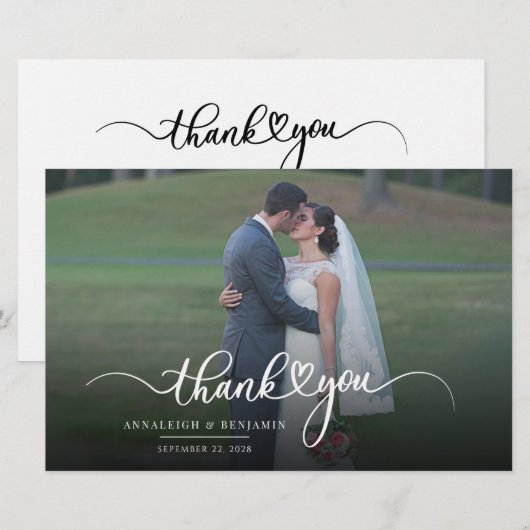 Hand-Lettered Wedding Foto Hartelijk dank Briefpapier (Voorkant / Achterkant)