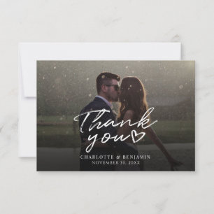 Hand-Lettered Wedding Foto Hartelijk dank Notitiekaartje