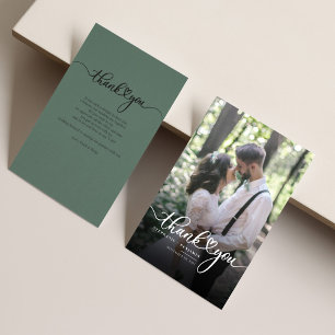 Hand-Lettered Wedding Foto Passen getrouwd Dank u Notitiekaartje