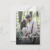 Hand-Lettered Wedding Foto Passen getrouwd Dank u Notitiekaartje (Voorkant)