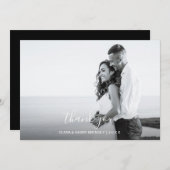 Hand Lettered Wedding Photo Card - White Script Bedankkaart (Voorkant / Achterkant)