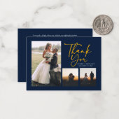 Hand-Lettered Wedding Photo Collage Hartelijk dank Notitiekaartje (Voorkant / Achterkant in situ)