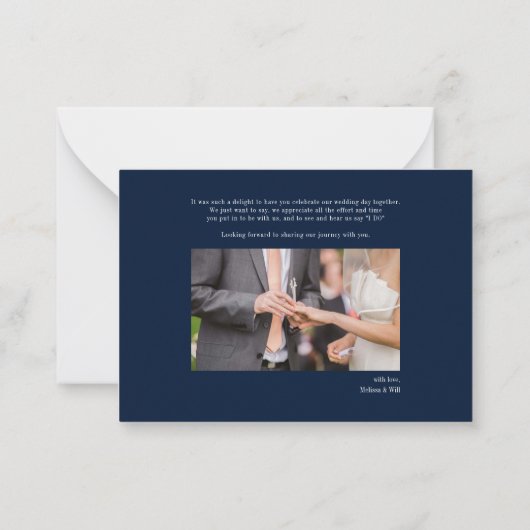 Hand-Lettered Wedding Photo Collage Hartelijk dank Notitiekaartje (Achterkant)