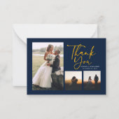 Hand-Lettered Wedding Photo Collage Hartelijk dank Notitiekaartje (Voorkant)
