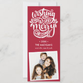 Hand Lettered Wishes | Kerstfoto Retro Kaart (Voorkant)