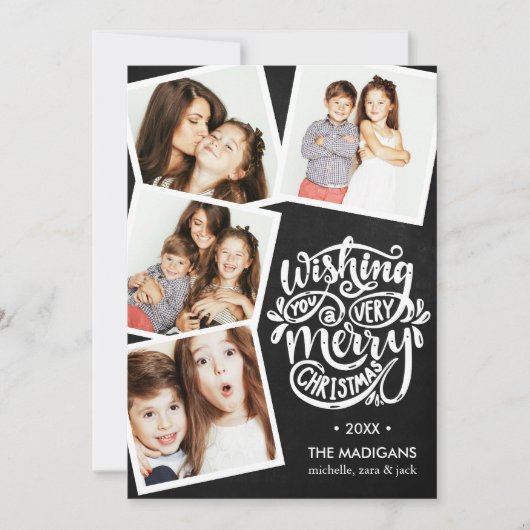 Hand Lettered Wishes | Kerstfotocollage Kaart (Voorkant)