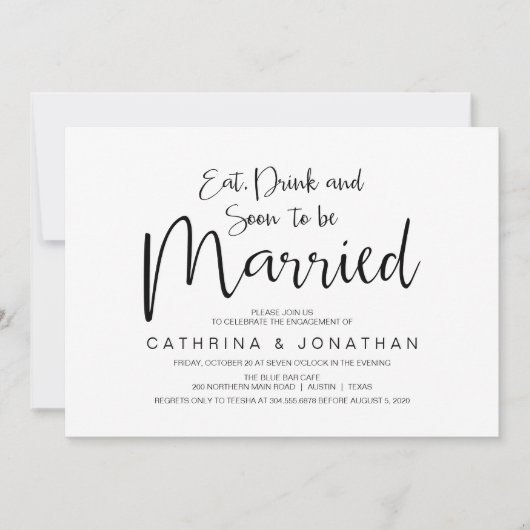 Hand Lettered, Zwart script, Verlovingsfeest Kaart (Voorkant)