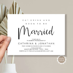 Hand Lettered, Zwart script, Verlovingsfeest Kaart