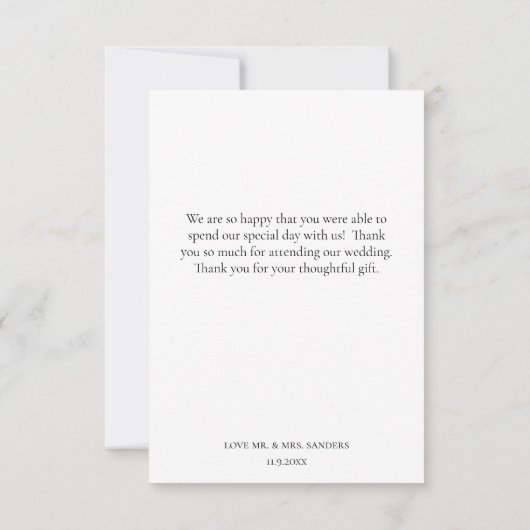 Hand Lettered Zwart & Wit Bruiloft Bedankkaart (Achterkant)