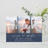 hand Letterig 3 Afbeelding marineblauw Save The Date (Staand voorkant)