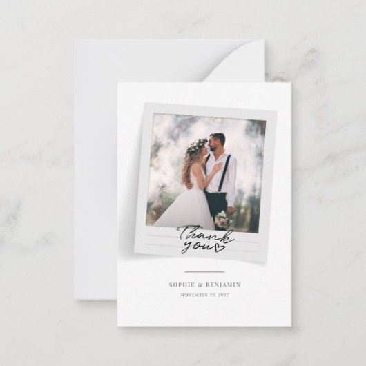 Hand-Letterige bruiloft foto's Dank u Notitiekaartje (Voorkant)