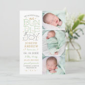 Hand Lettering Birth kondiging 3 Foto's Aankondiging (Staand voorkant)