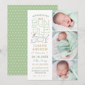 Hand Lettering Birth kondiging 3 Foto's Aankondiging (Voorkant / Achterkant)