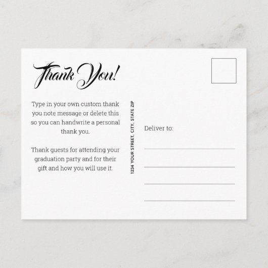 Hand Lettering Foto Afstuderen Hartelijk dank Brie Briefkaart (Achterkant)