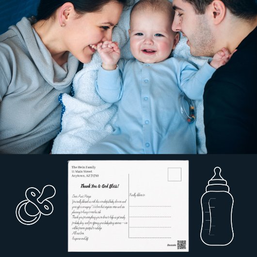 Hand Lettering Foto Baby shower Hartelijk dank Briefkaart