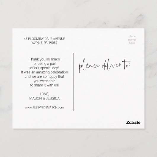 Hand Lettering Foto Wedding Hartelijk dank Briefka Briefkaart (Achterkant)