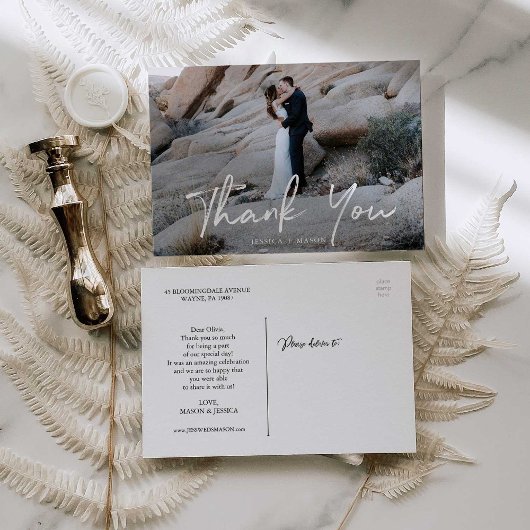 Hand Lettering Foto Wedding Hartelijk dank Briefka Briefkaart