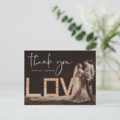 Hand Lettering Foto Wedding Hartelijk dank Briefka Briefkaart (Staand voorkant)