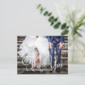 Hand Lettering Foto Wedding Hartelijk dank Briefka Briefkaart (Staand voorkant)
