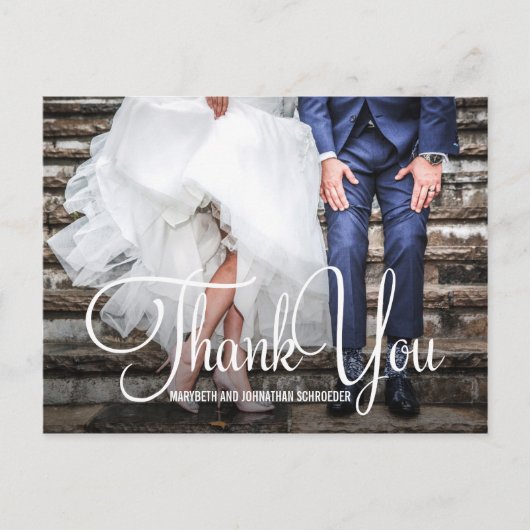 Hand Lettering Foto Wedding Hartelijk dank Briefka Briefkaart (Voorkant)