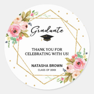 Hand Lettering Gold Geometric Afstuderen Hartelijk Ronde Sticker