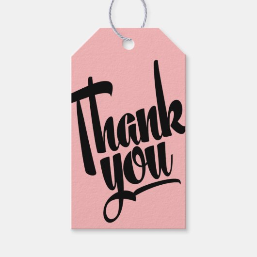 Hand Lettering kalligrafie Dank u Cadeauroze Label Cadeaulabel (Voorkant)