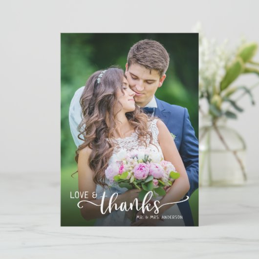 Hand Lettering Liefde & Bedankt bruiloft Dank u (Staand voorkant)