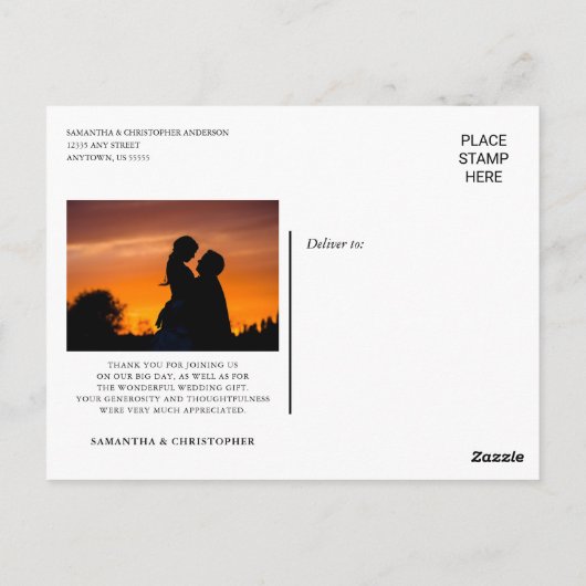 Hand Lettering Liefde & Bedankt bruiloft Dank u Briefkaart (Achterkant)