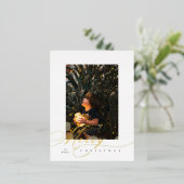 Hand Lettering Prettig Folie Kerstkaart Folie Feestdagen Briefkaart (Staand Voorkant)