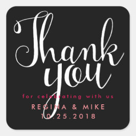 Hand Lettering Script Wedding Hartelijk dank Stick Vierkante Sticker