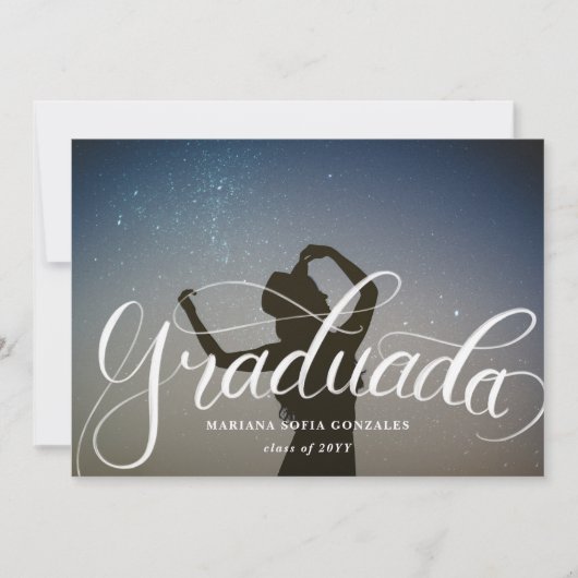Hand Lettering Spain Graduada Afstuderen Foto Kaart (Voorkant)