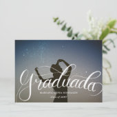 Hand Lettering Spain Graduada Afstuderen Foto Kaart (Staand voorkant)