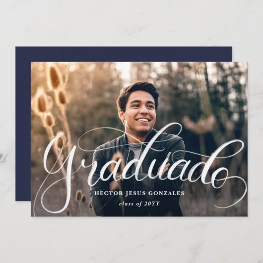 Hand Lettering Spain Graduado Afstuderen Foto Kaart (Voorkant / Achterkant)