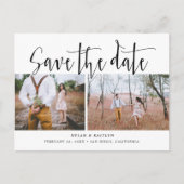 Hand Lettering Twee Foto's Save the Date Kaart (Voorkant)