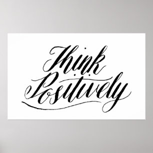 Hand Lettering Typografie Design, Positief denken Poster