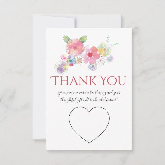 Hand Lettering Waterverf Floral Wedding Foto Bedankkaart (Voorkant)