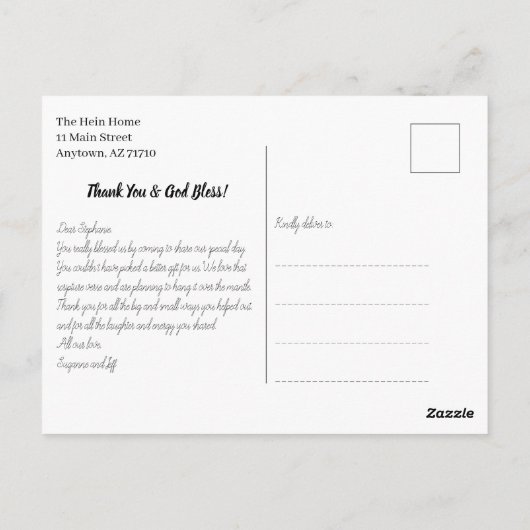 Hand Lettering Wedding Sjabloon Foto: Dank je Briefkaart (Achterkant)