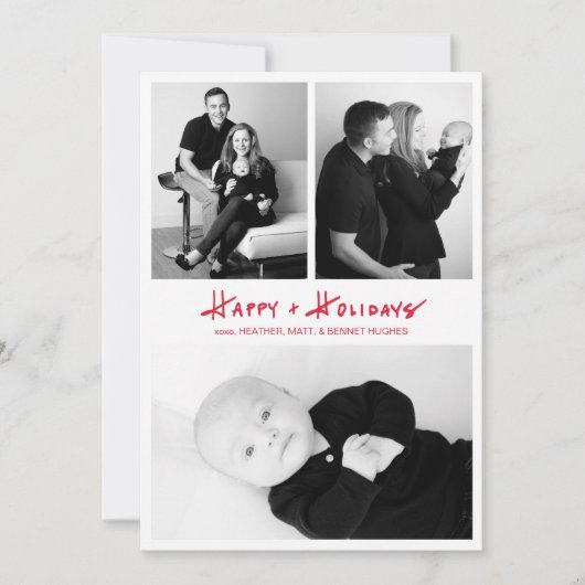 Hand Letters Happy + Feestdagen multi-fotokaart Feestdagenkaart (Voorkant)