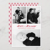 Hand Letters Happy + Feestdagen multi-fotokaart Feestdagenkaart (Voorkant / Achterkant)