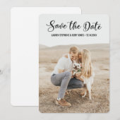 Hand Letters White en Black Script Save The Date (Voorkant / Achterkant)