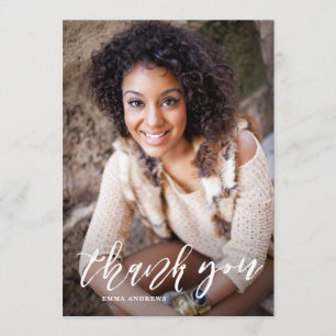 Hand Lettert het Verticale Afstuderen van het Manu Bedankkaart