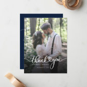 Hand Lettert met Heart Wedding Foto Hartelijk dank Notitiekaartje (Voorkant / Achterkant in situ)