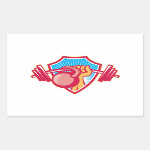 Hand Lifting Barbell Kettlebell Crest Rechthoekige Sticker