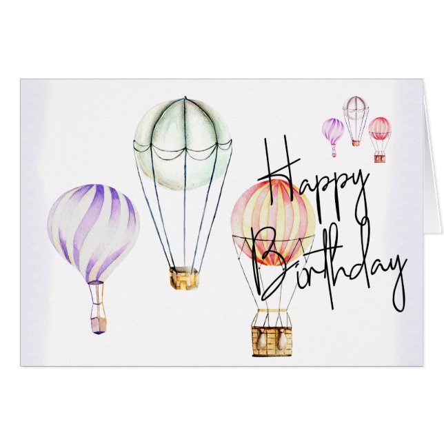 Hand Made Card Balloon - Happy Birthday (Voorkant Horizontaal)