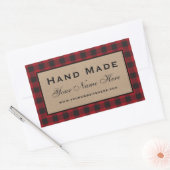 Hand Made Red Pset Kraft Rechthoekige Sticker (Envelop)